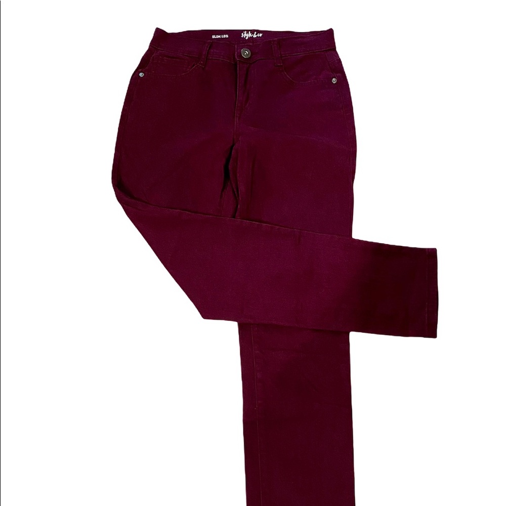 Style and Co. burgundy slim leg jeans